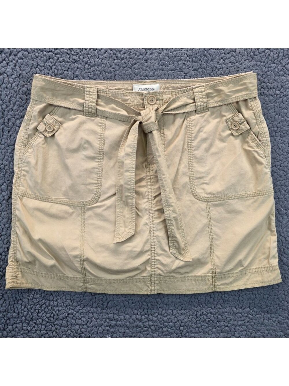 St. Johns Stretch Skort 12 Beige Cotton Utility Casual Granola Weekends Preppy